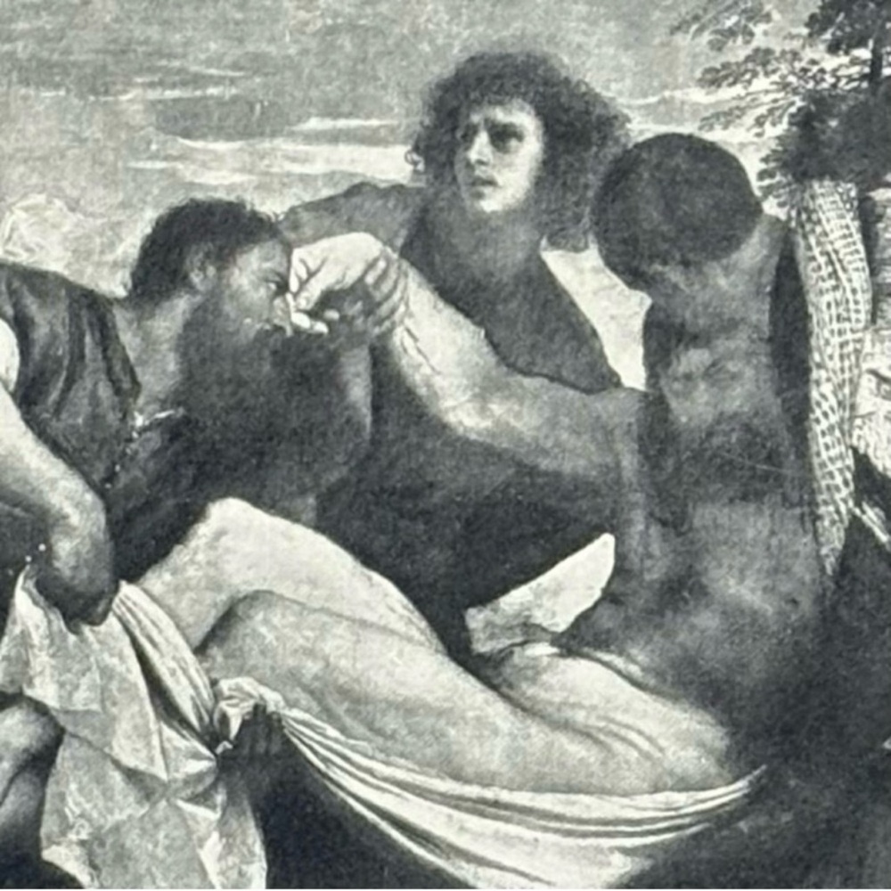 TITIAN Italian Artist THE ENTOMBMENT Art Print Original 1900 Vintage Boston, MA - Picture 3 of 9
